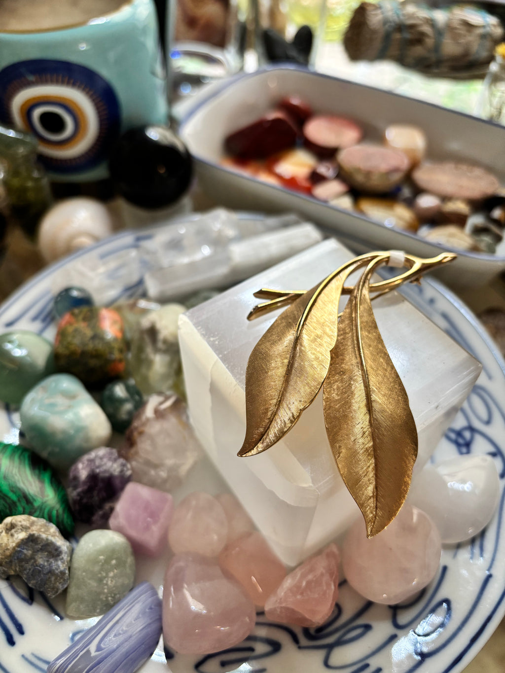 Gold Tone Vintage Trifari Leaf Brooch