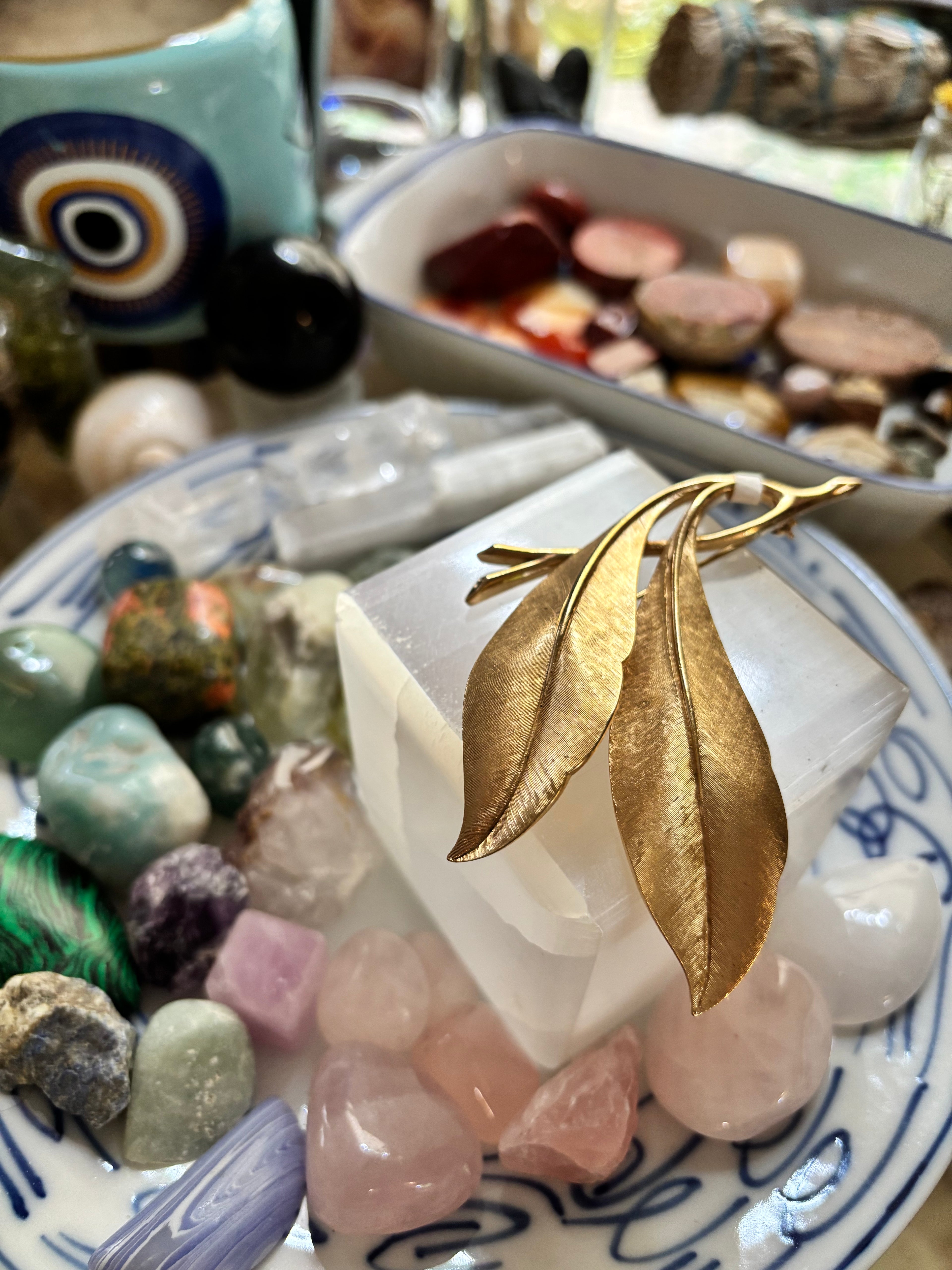 Gold Tone Vintage Trifari Leaf Brooch
