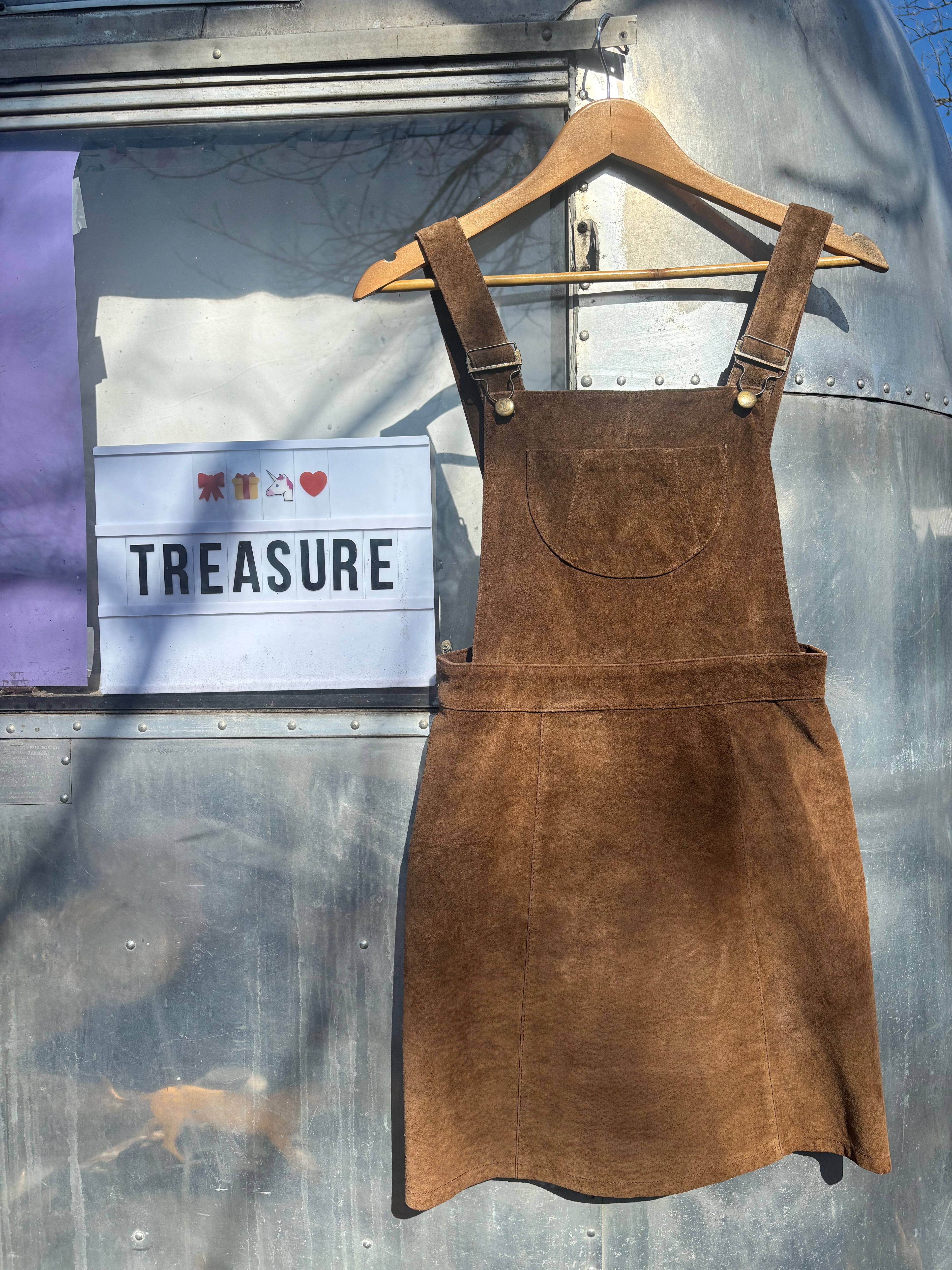 Magical Vintage Suede Romper Dress with Snaps