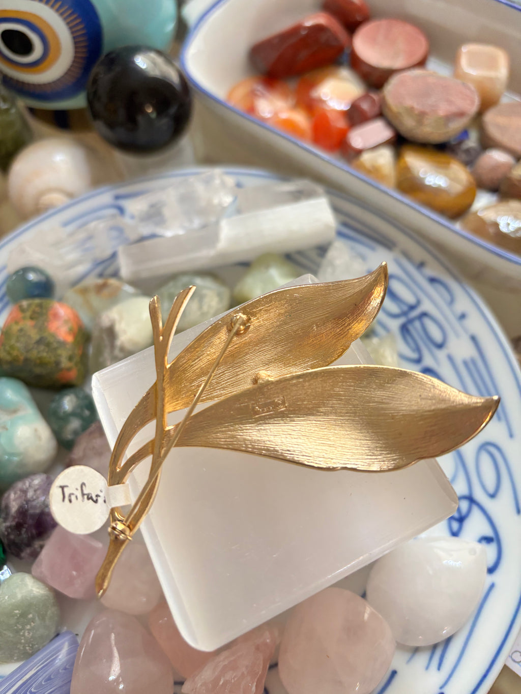 Gold Tone Vintage Trifari Leaf Brooch