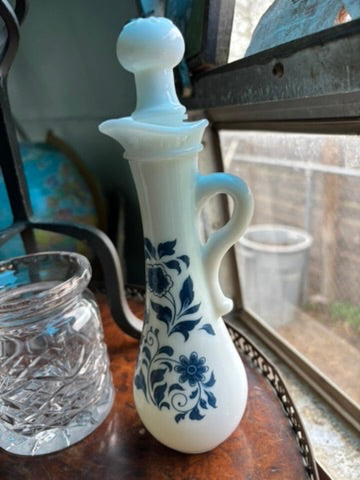Vintage Avon Milk Glass Bath Oil Decanter