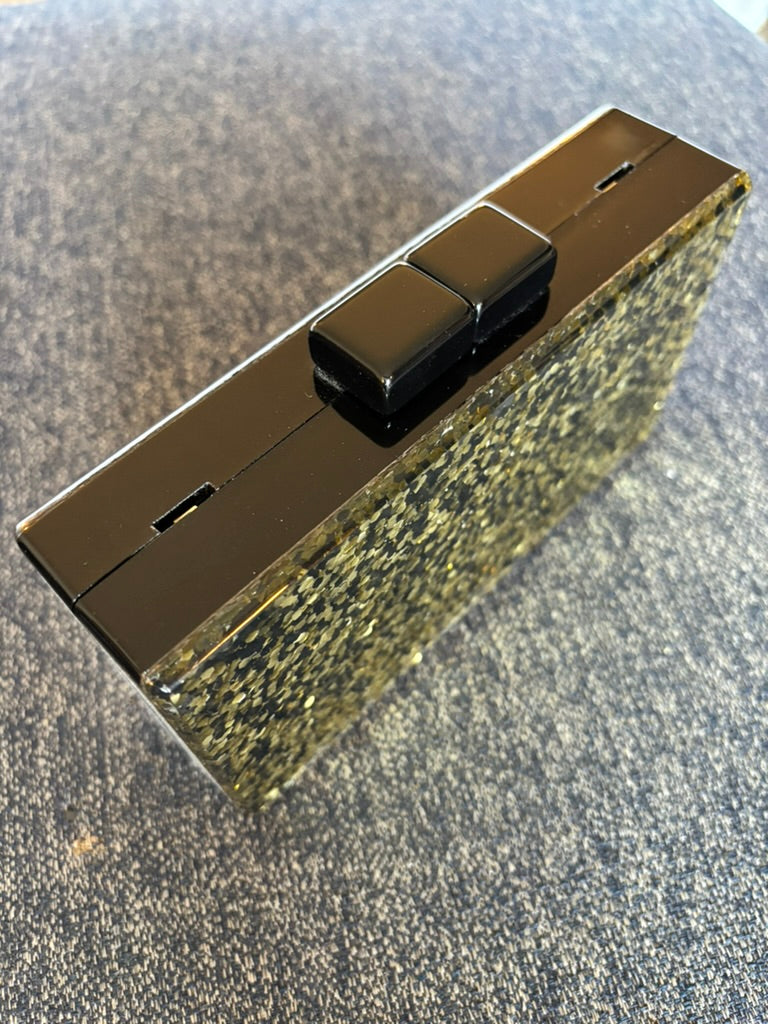 Snazzy Vintage Glitter-box Purse with Gold Chain