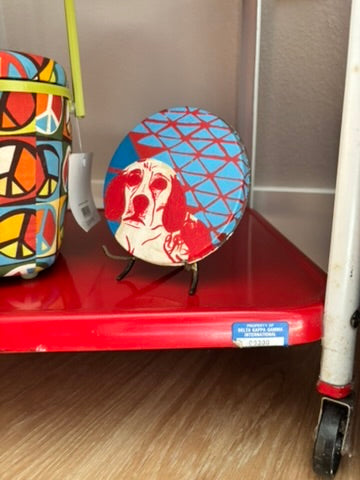 Jay Geurink Original Art, Dog on Can Lid