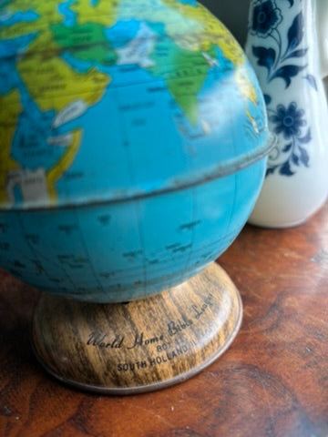 Vintage Tin World Globe Toy Bank