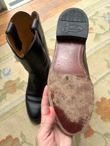 Vintage Black Leather Justin Boots