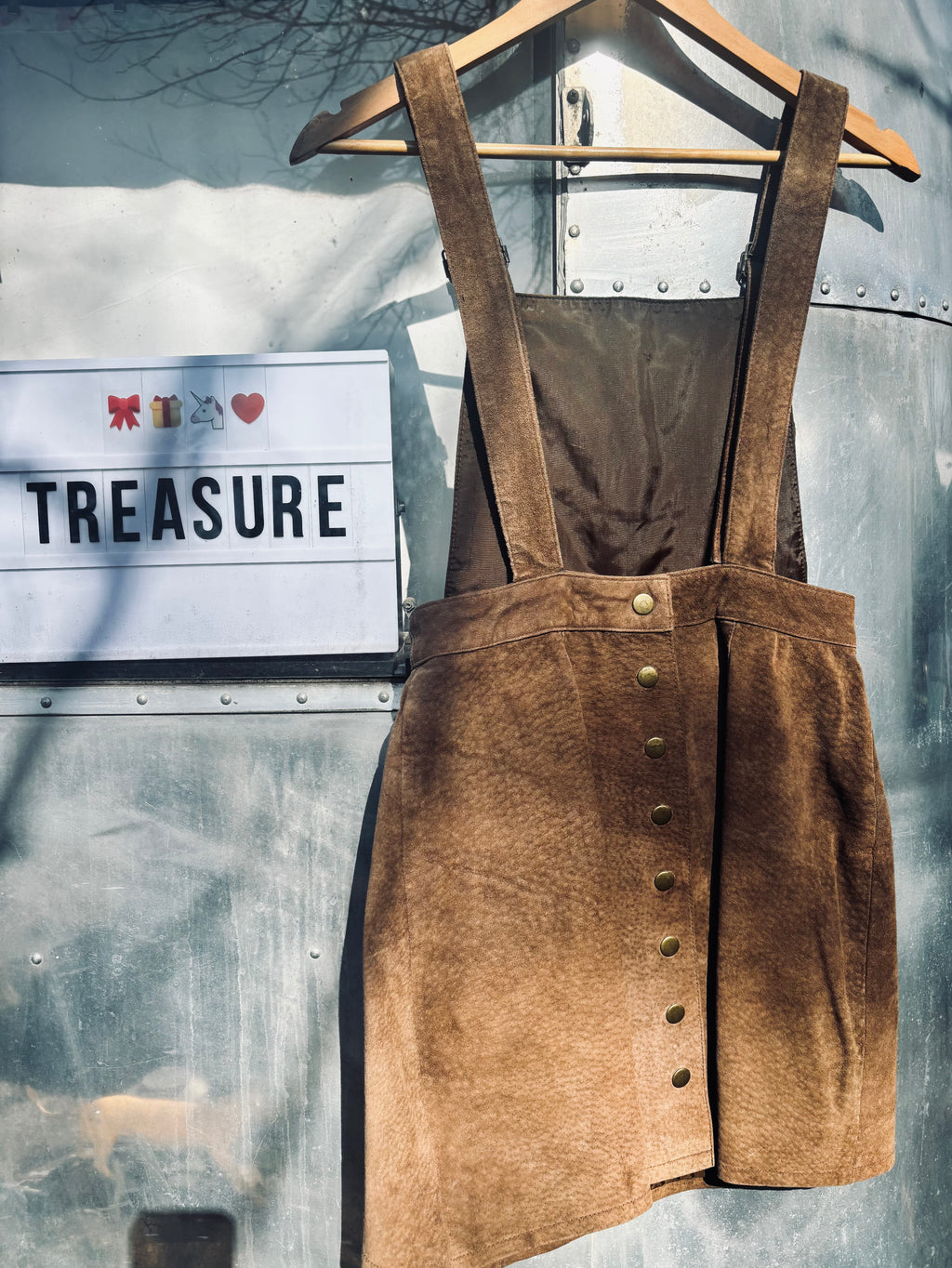 Magical Vintage Suede Romper Dress with Snaps