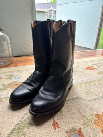 Vintage Black Leather Justin Boots