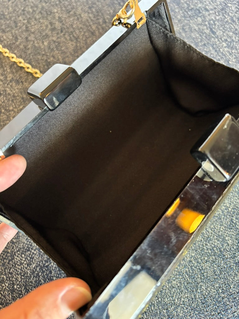 Snazzy Vintage Glitter-box Purse with Gold Chain