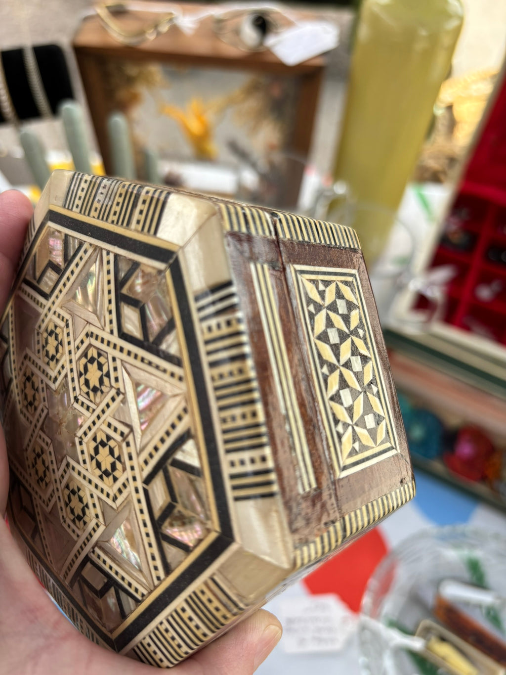 Vintage Egyptian Mosaic Marquetry Jewelry Box
