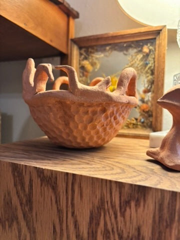 Handmade Clay Pottery Bird Bowl