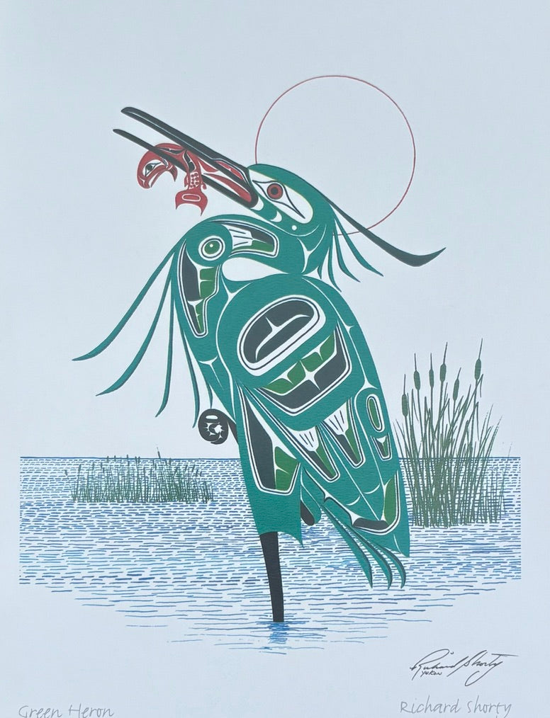 Green Heron Print by Richard Shorty