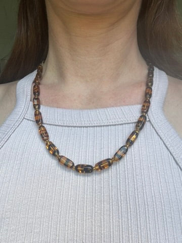 Magical amber toned glass bead vintage necklace