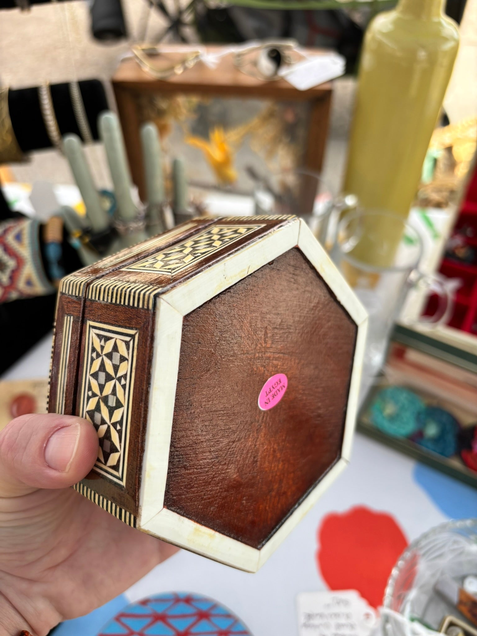 Vintage Egyptian Mosaic Marquetry Jewelry Box