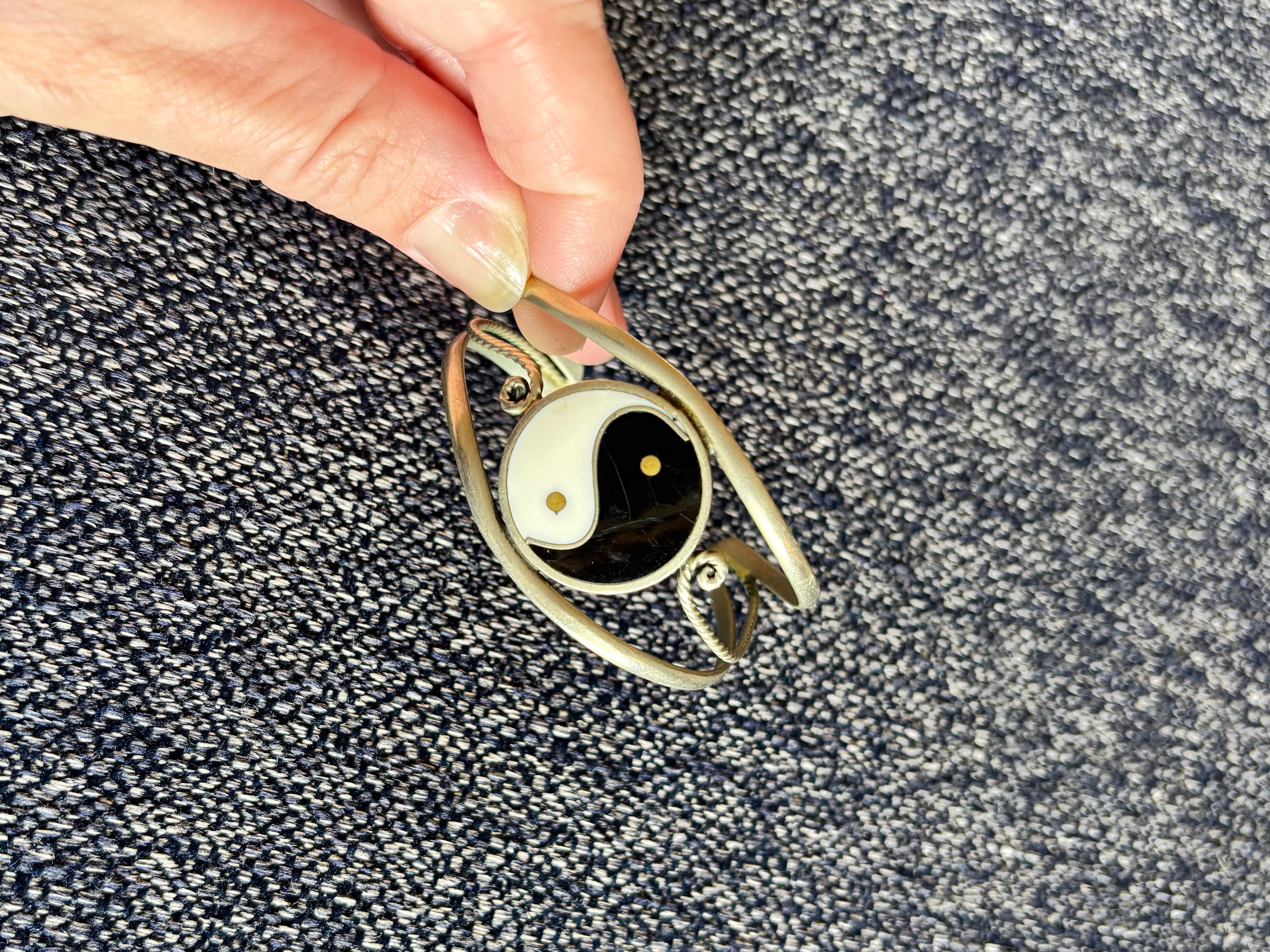 Vintage Yin & Yang Alpaca Silver Cuff