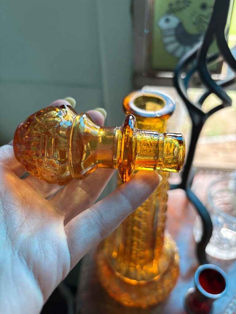 Vintage Rossini Empoli Amber Glass Genie Bottle Decanter