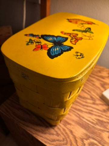 Hand-painted Vintage Yellow Basket