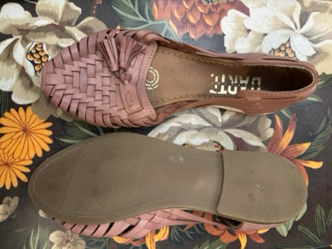 Beige Leather Huarache Sandels