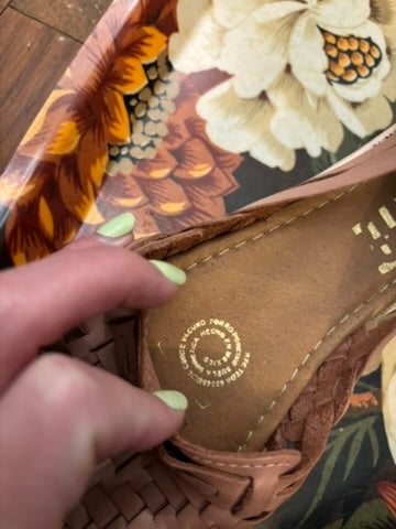 Beige Leather Huarache Sandels