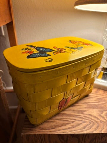 Hand-painted Vintage Yellow Basket