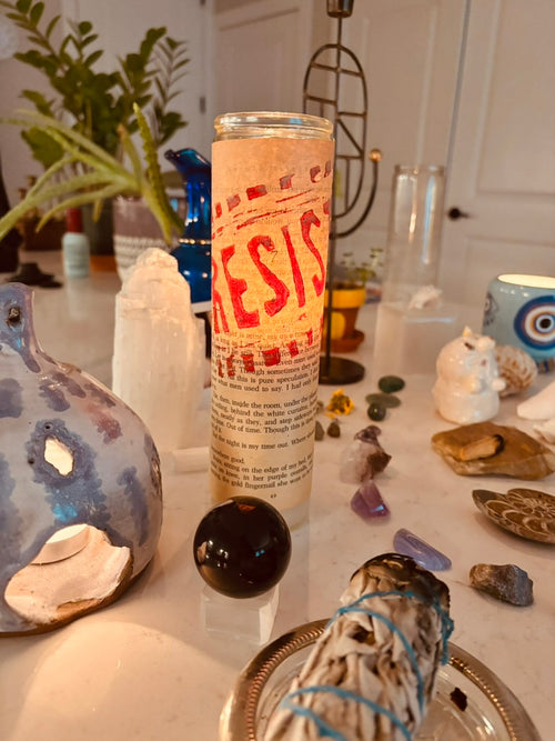 "Resist" Block Print Prayer Candle