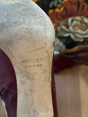 Giuseppe Zannoti Burgundy Leather Ankle Boots w/ Spiked Heels