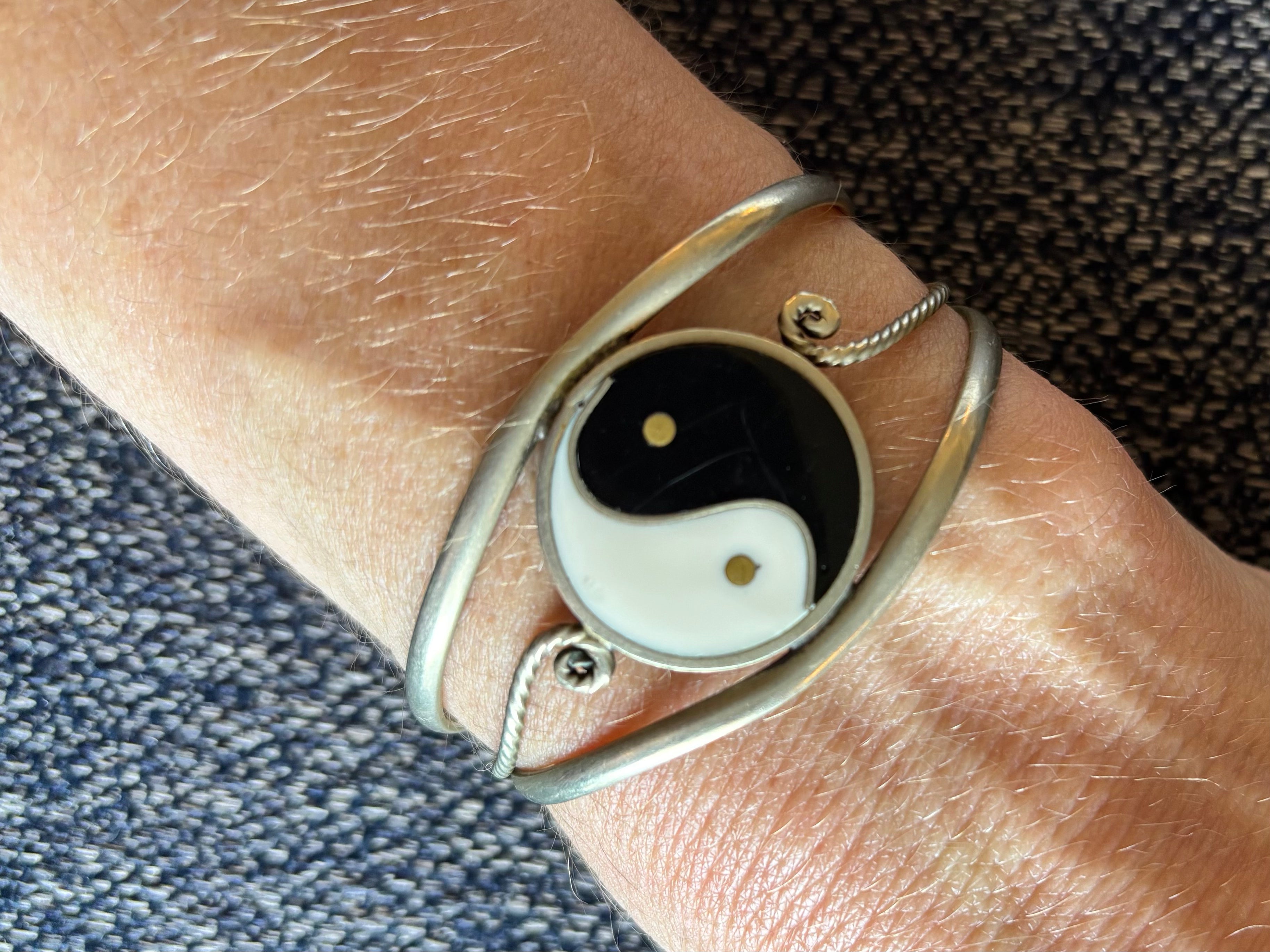 Vintage Yin & Yang Alpaca Silver Cuff