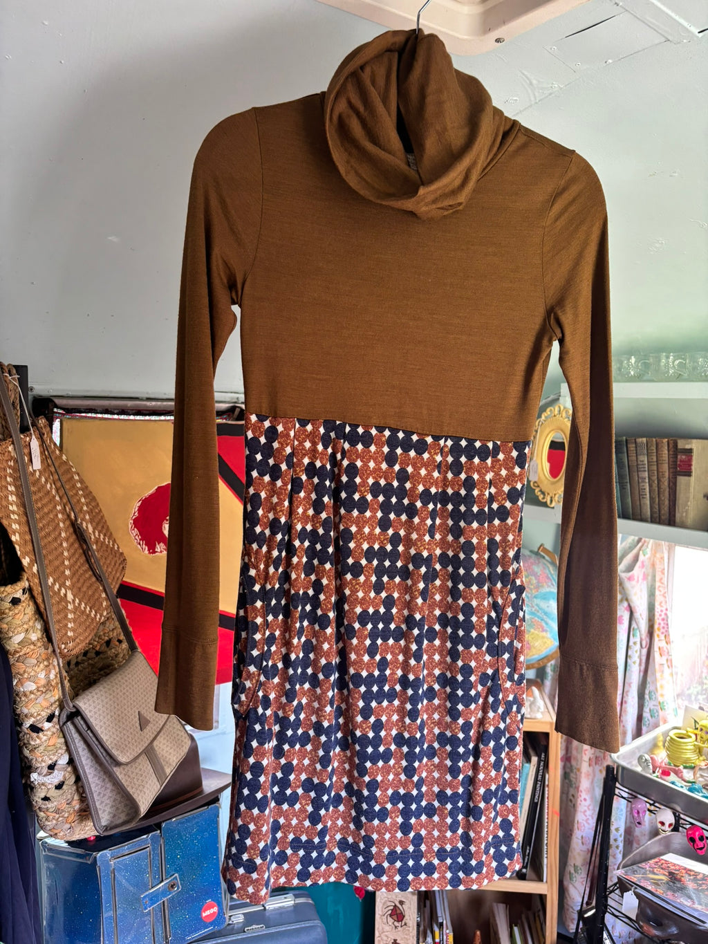 Mod Cowl Neck Dress with Magical Print & Pockets!