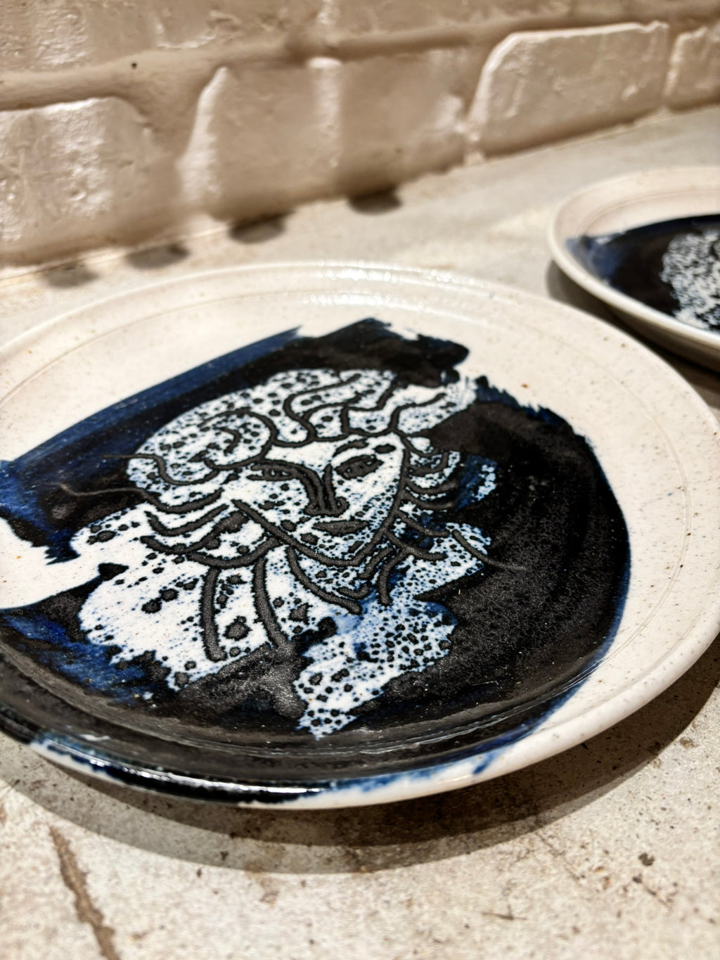 Vintage Studio Pottery Plate Set w/ Femme Designs