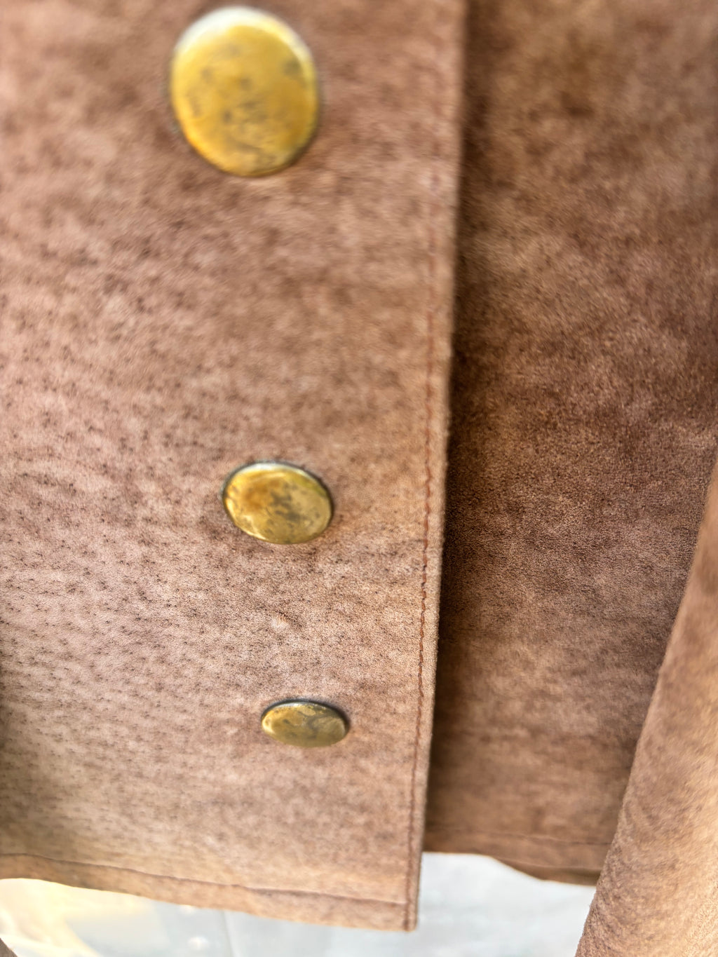 Magical Vintage Suede Romper Dress with Snaps