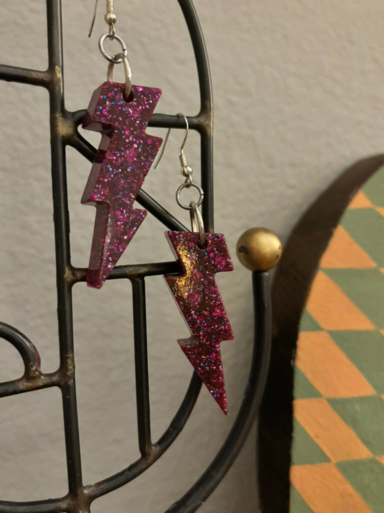 Handmade Resin Lightening Bolt Earrings