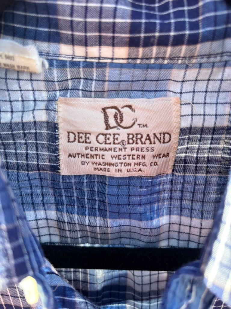Blue plaid pearl snap, DeeCee Western Wear, size medium $43