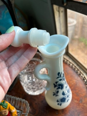 Vintage Avon Milk Glass Bath Oil Decanter