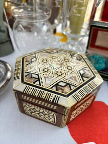 Vintage Egyptian Mosaic Marquetry Jewelry Box