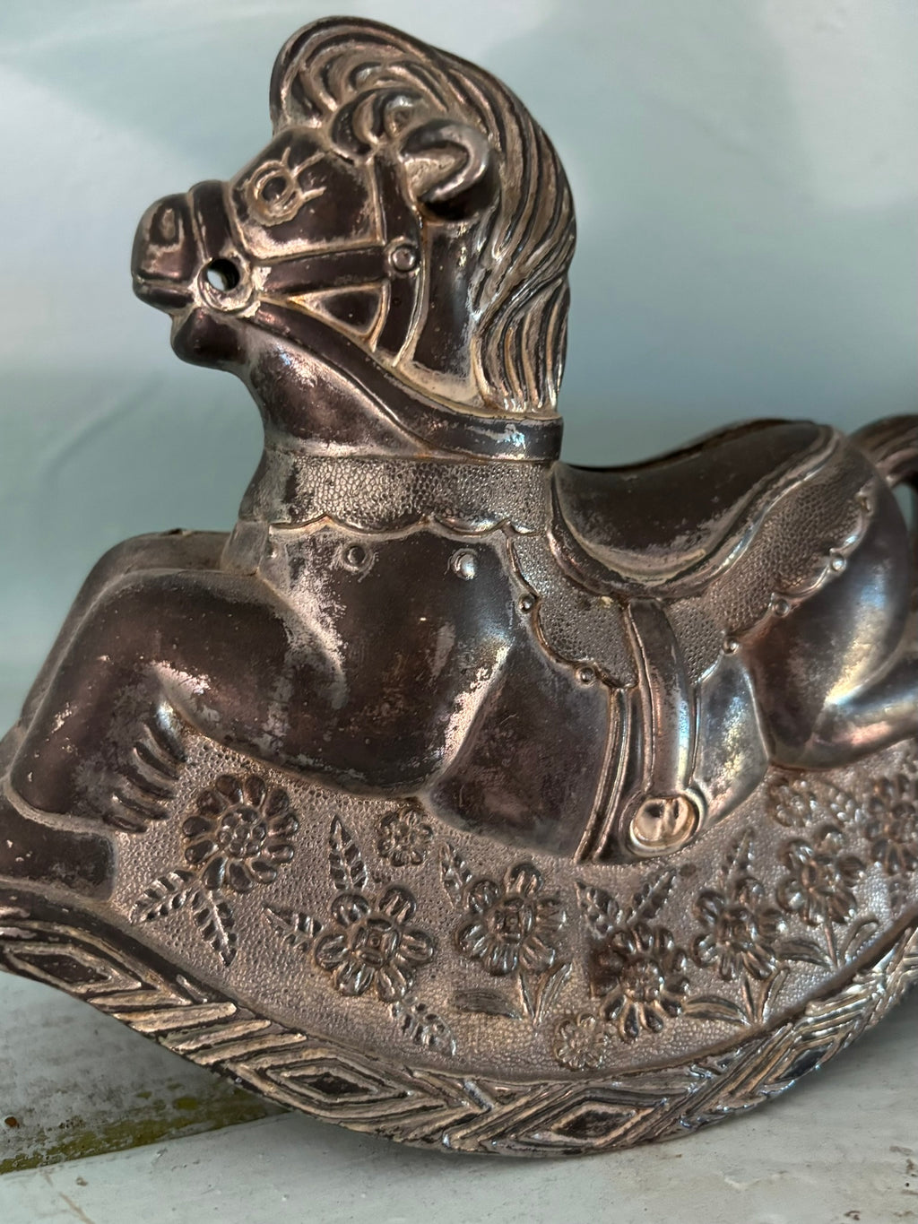 Vintage Silver-plated Rocking Horse Piggy-bank