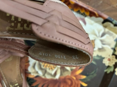 Beige Leather Huarache Sandels