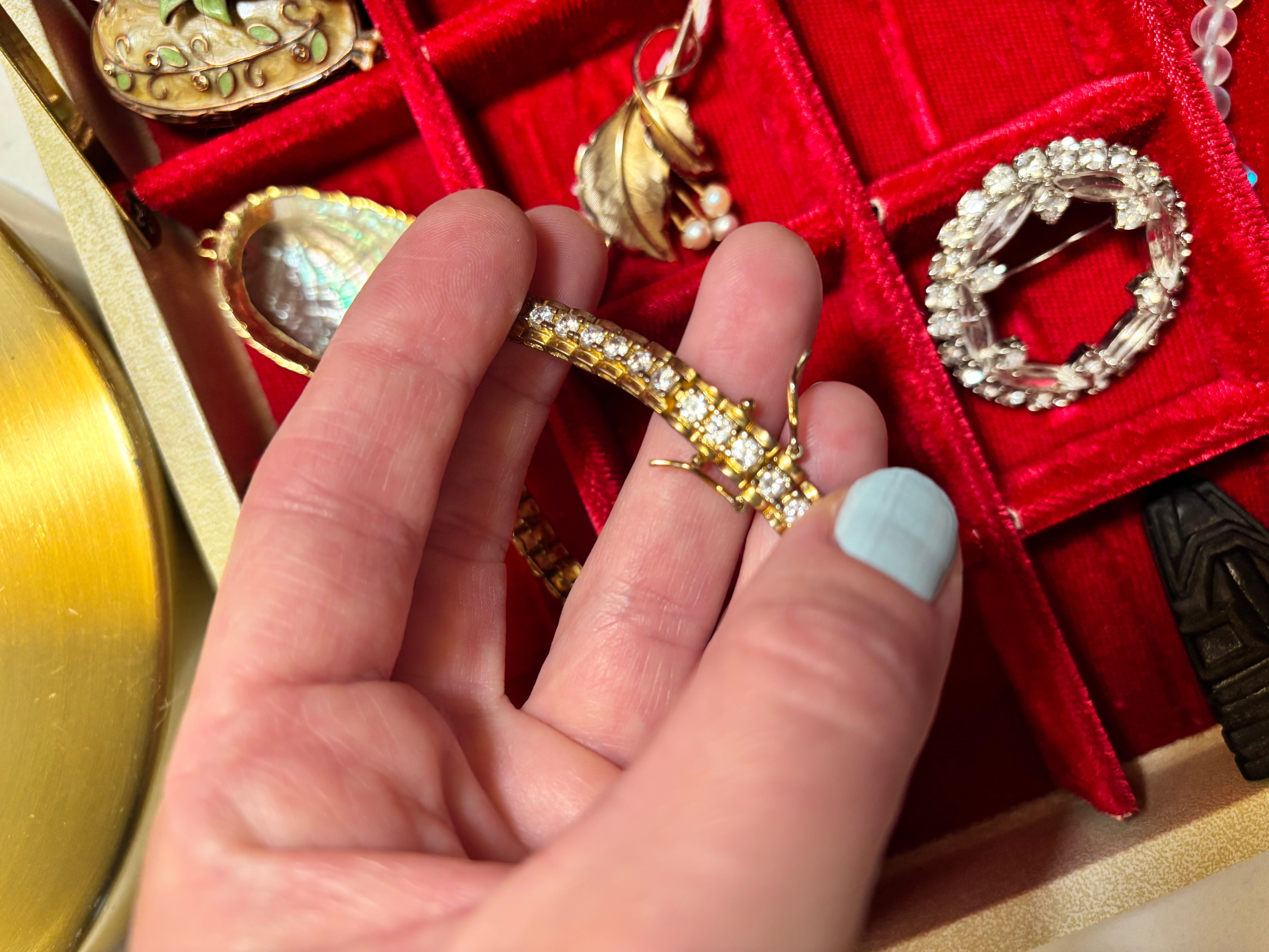 Lovely Vermeil and Rhinestone Vintage Bracelet