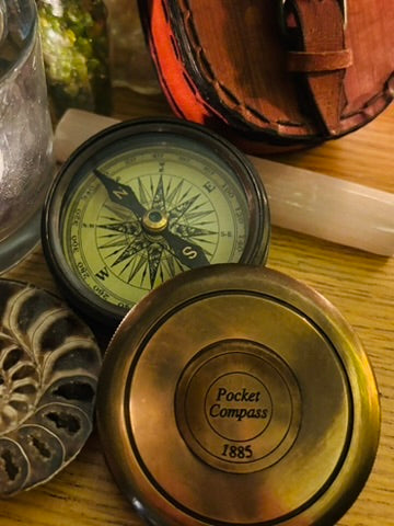 Brass Compass in Leather Case