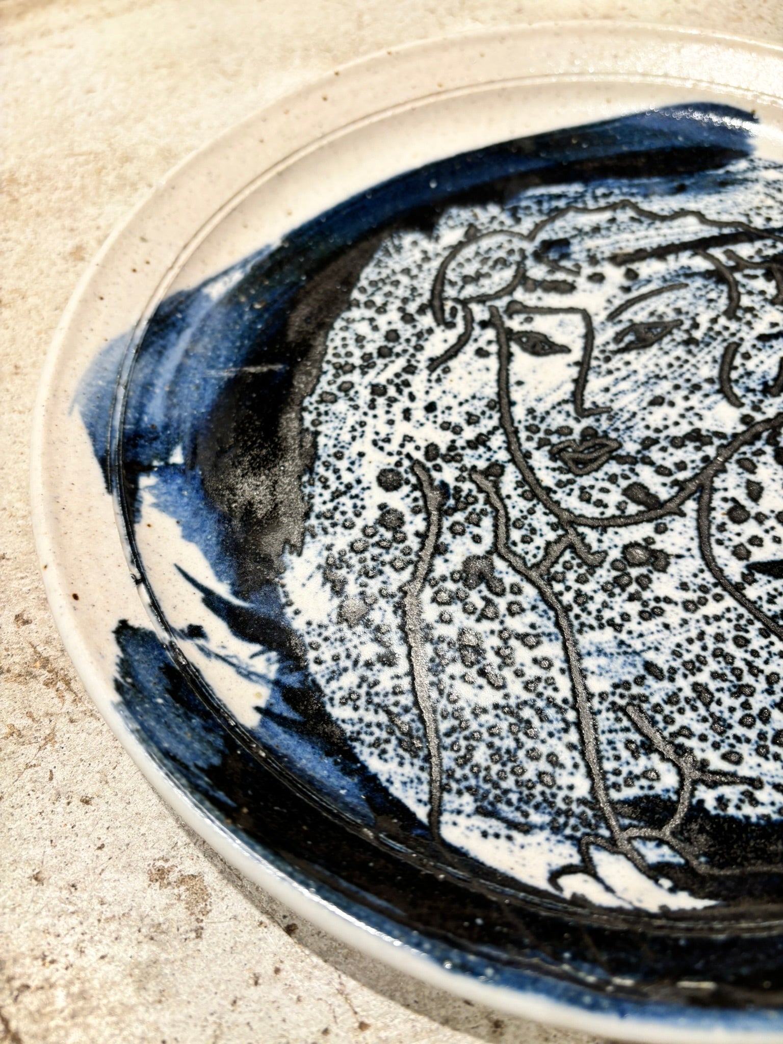 Vintage Studio Pottery Plate Set w/ Femme Designs