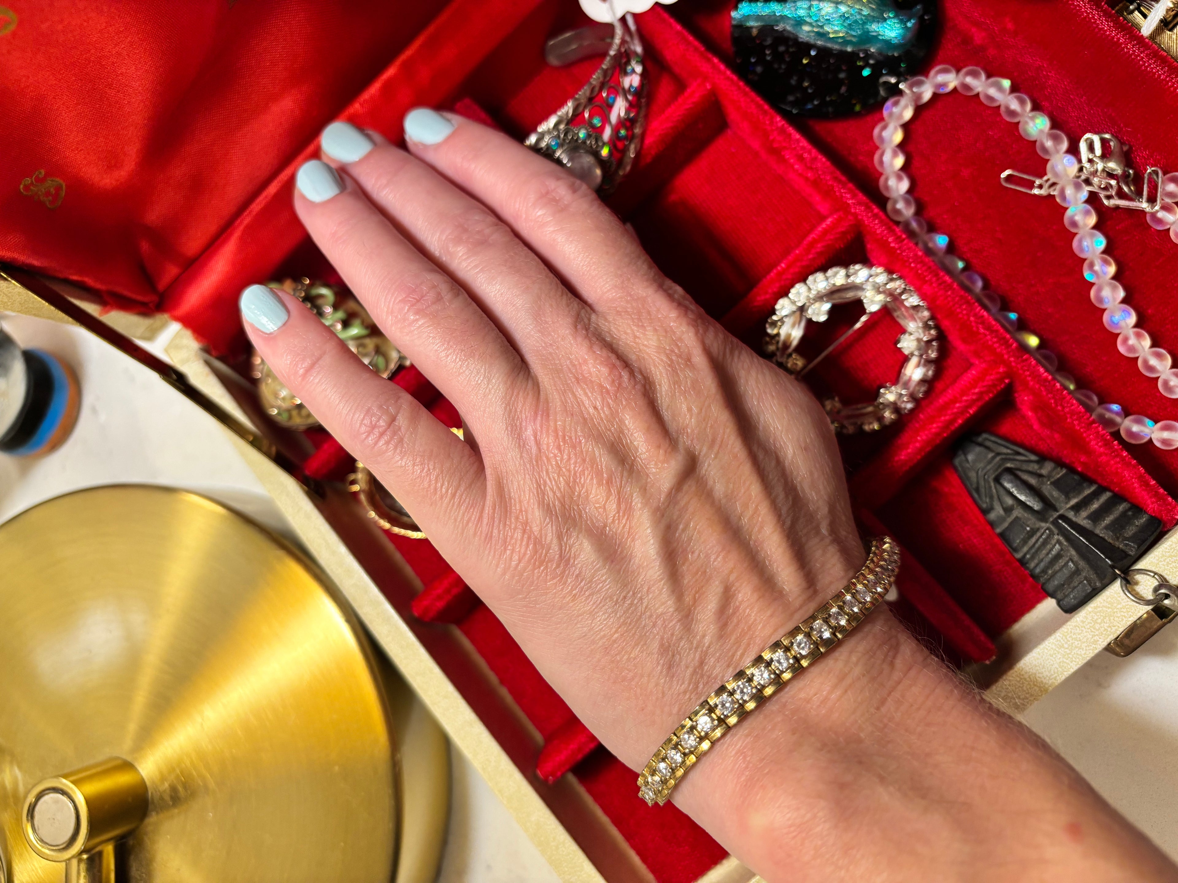 Lovely Vermeil and Rhinestone Vintage Bracelet