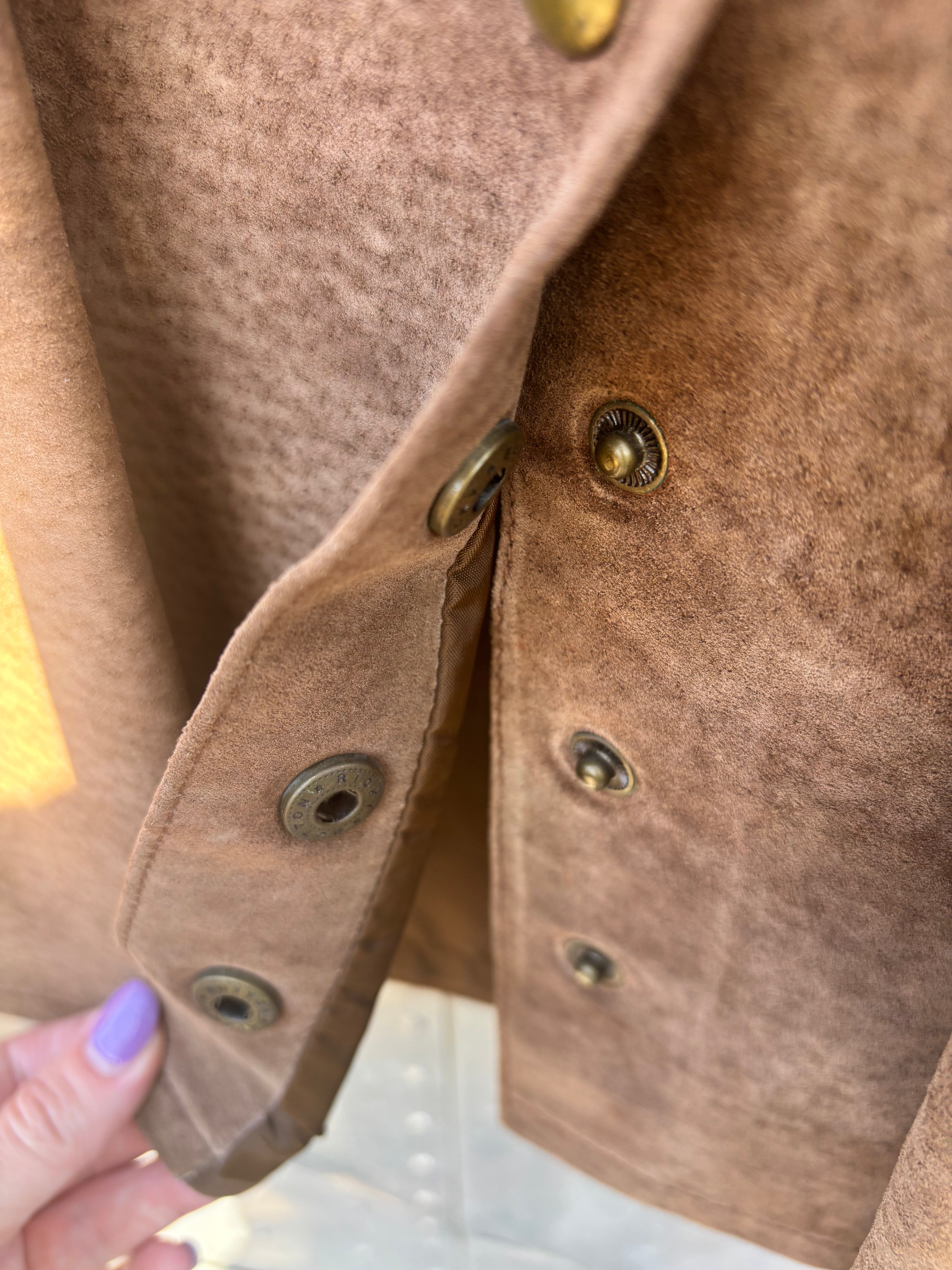 Magical Vintage Suede Romper Dress with Snaps