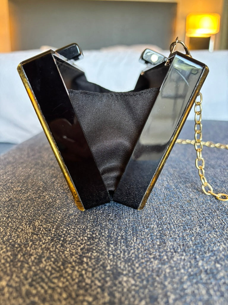 Snazzy Vintage Glitter-box Purse with Gold Chain