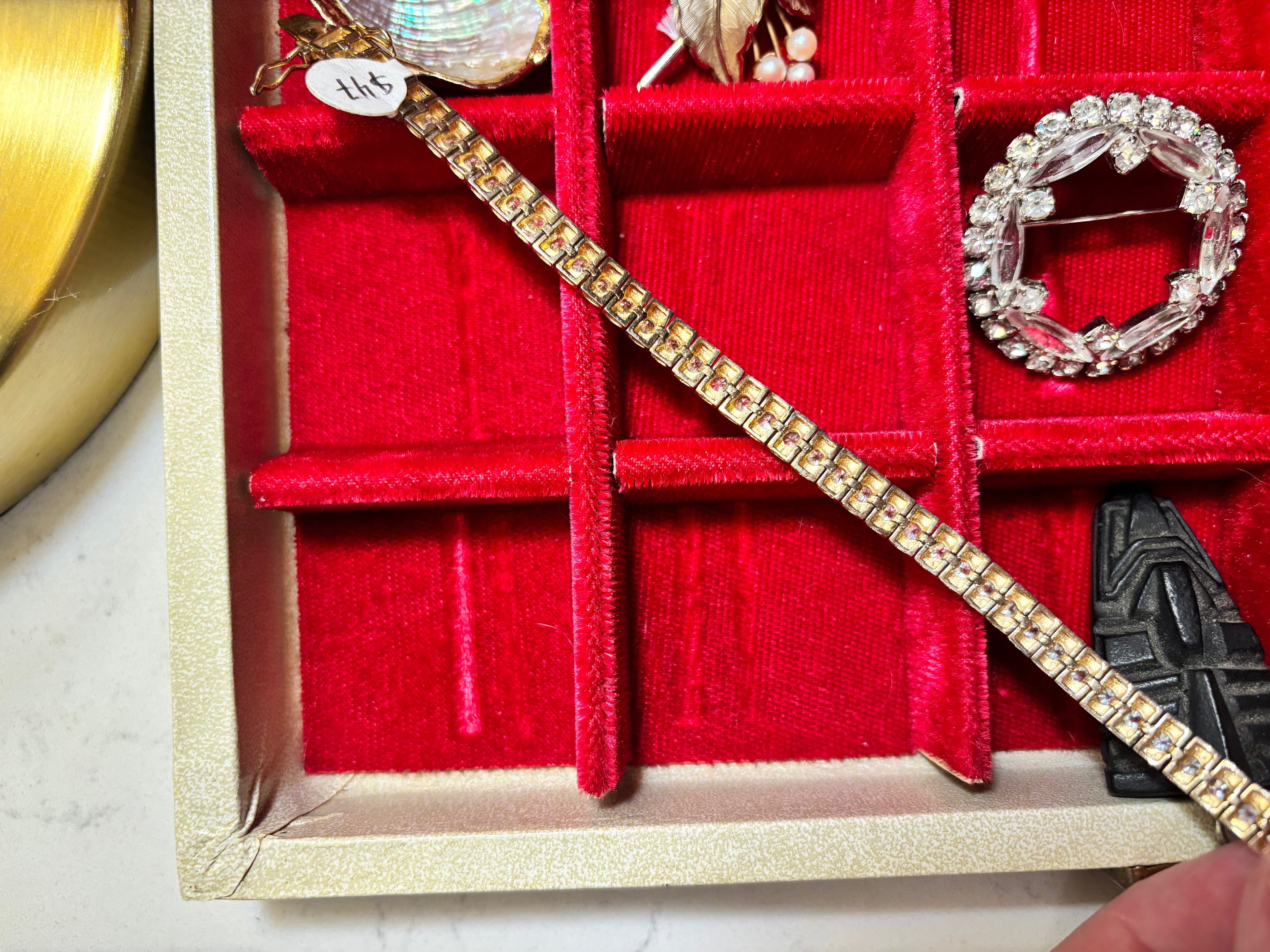Lovely Vermeil and Rhinestone Vintage Bracelet