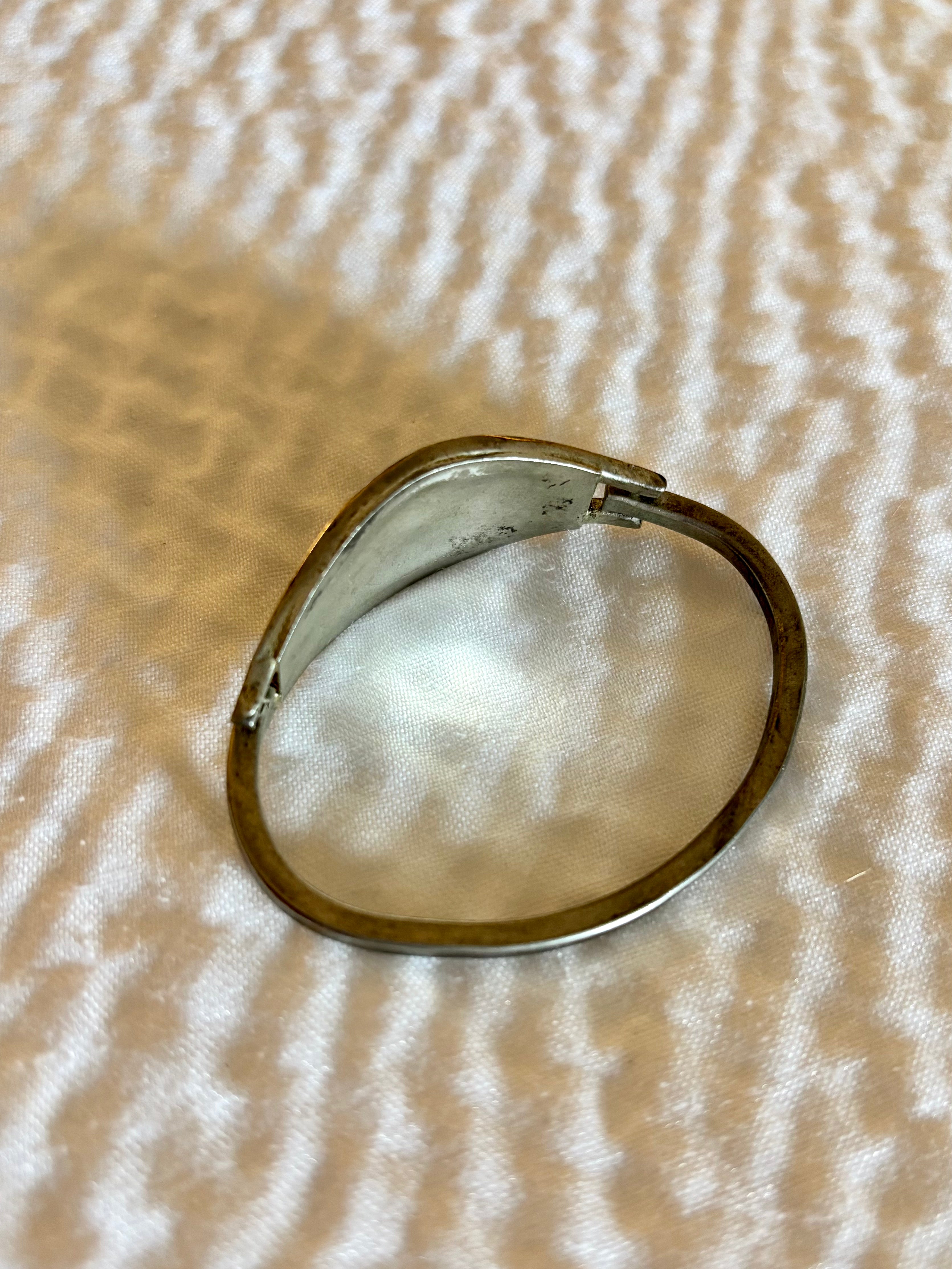 Vintage Alpaca Silver and Abalone Children's Cuff Bracelet