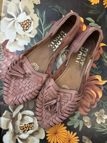 Beige Leather Huarache Sandels