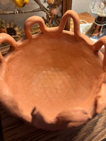 Handmade Clay Pottery Bird Bowl