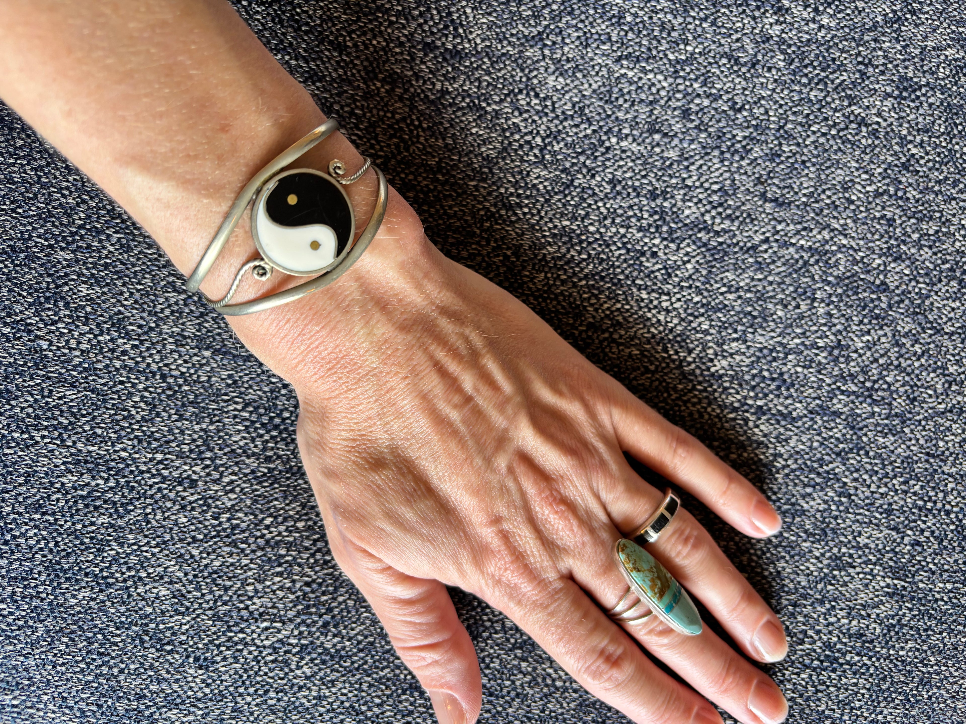Vintage Yin & Yang Alpaca Silver Cuff