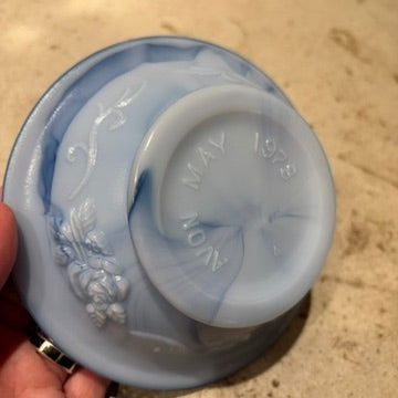 Vintage Avon Blue Milkglass Pitcher & Bowl 1978