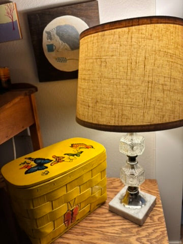Hand-painted Vintage Yellow Basket