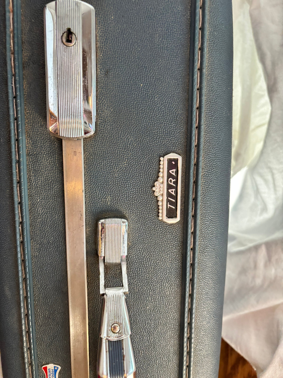 Vintage American Tourister “Tiara” blue suitcase