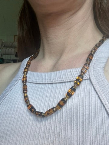 Magical amber toned glass bead vintage necklace